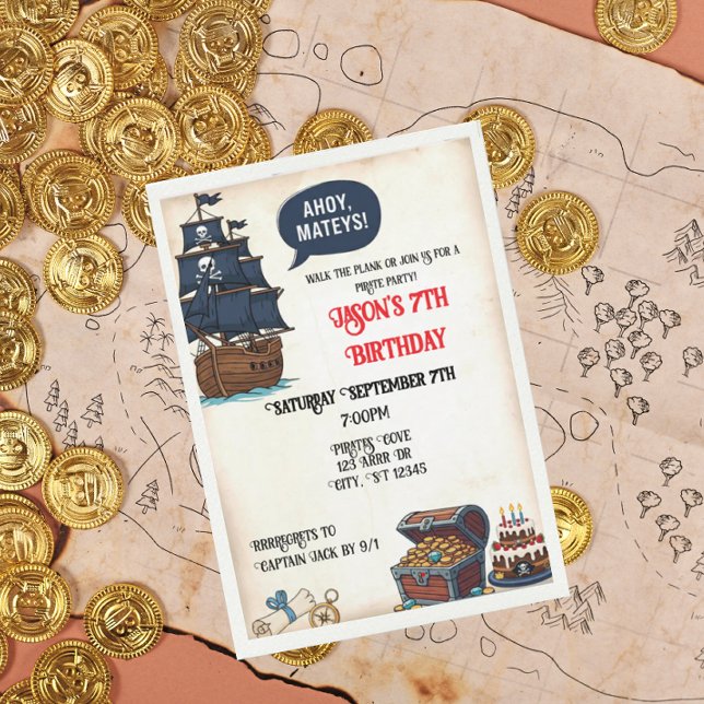 Ahoy Matey's Pirate Birthday party Invitation (Creator Uploaded)