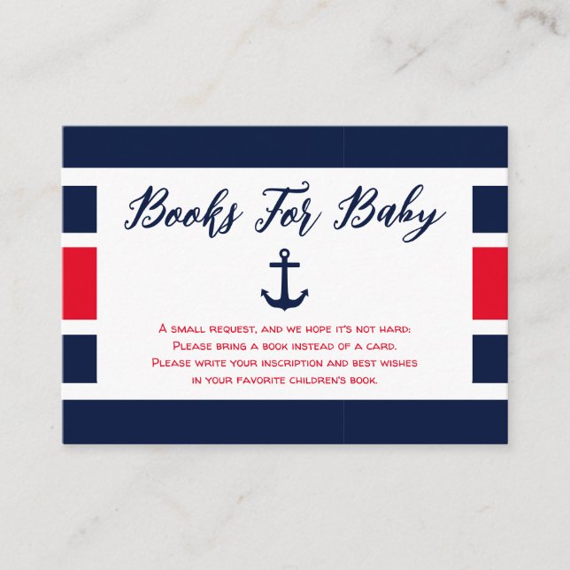 Ahoy! Nautical Baby Shower Books For Baby Enclosure Card (Front)