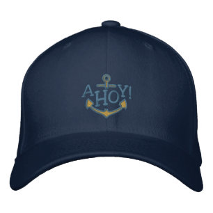 AHOY! Nautical Greetings Embroidery Embroidered Hat