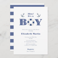 Ahoy! Navy Blue And White Nautical Boy Baby Shower