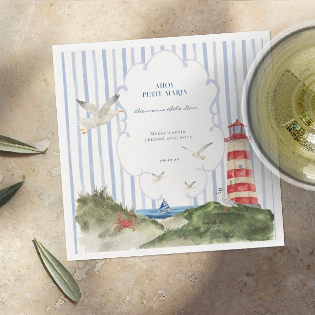 Ahoy Petit Marin Serviette Baby Shower Nautique Napkin (Creator Uploaded)