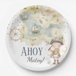 Ahoy Pirate Adventure Fourth Birthday  Paper Plate