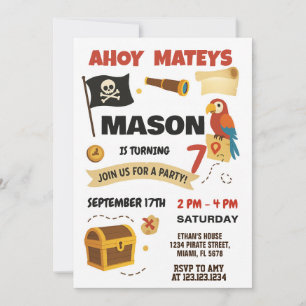 Ahoy! Pirate Birthday Invitation for Kids