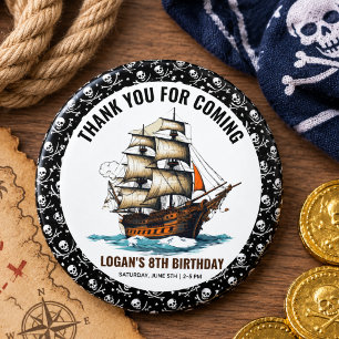 Ahoy! Pirate Ship 8th Birthday 7.5 Cm Round Badge