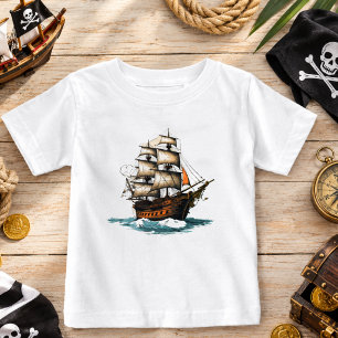 Ahoy! Pirate Ship 8th Birthday Baby T-Shirt