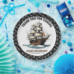 Ahoy! Pirate Ship 8th Birthday Paper Plate
