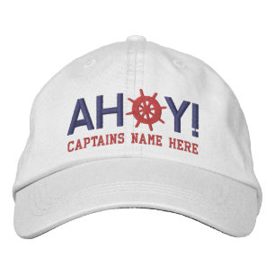 Ahoy Ships Wheel Captains Personalized Embroidered Hat