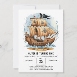 Ahoy Treasure Map Editable Pirate Birthday Invitation