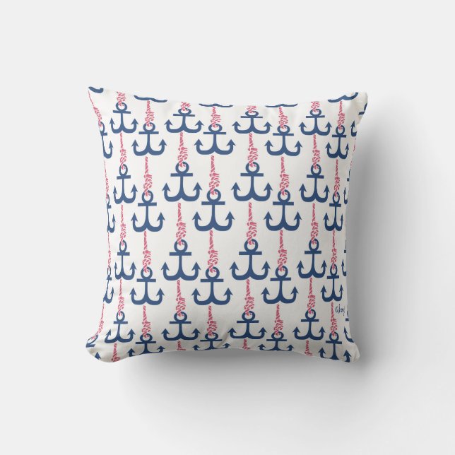 Ahoy Vintage Anchor pattern. Cushion (Front)