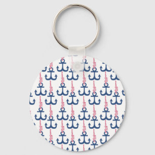 Ahoy Vintage Anchor pattern. Key Ring