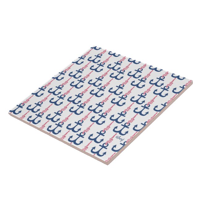 Ahoy Vintage Anchor pattern. Tile (Side)