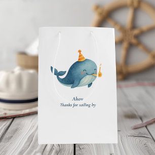 Ahoy Whale Thank You Gift Bag   Nautical Birthday 