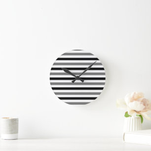 Ahs Black and white stripes design Round Clock