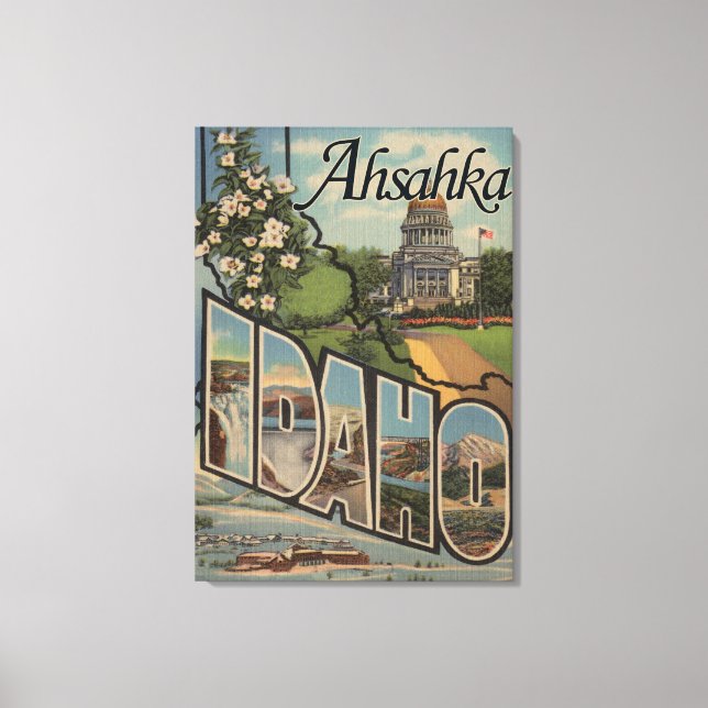 Ahsahka, Idaho - Large Letter Scenes Canvas Print (Front)