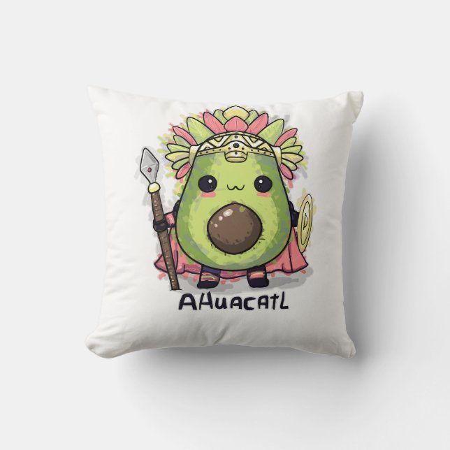 Ahuacatl Aztec Warrior Avocado Cushion (Front)