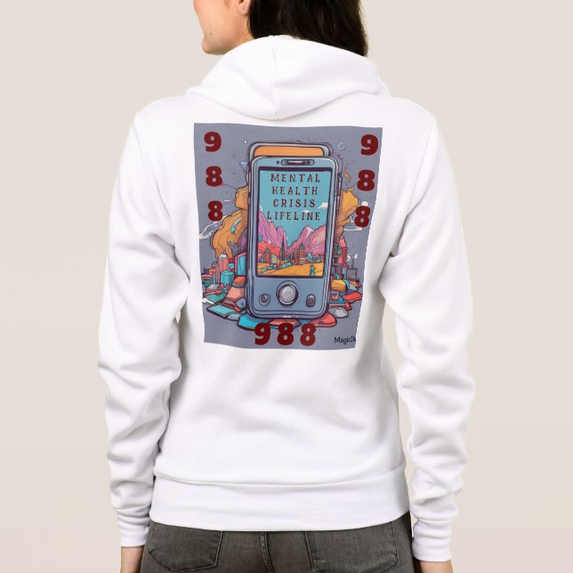 AI 988 Mental Health Crisis Lifeline Zipper Hoodie (Back)