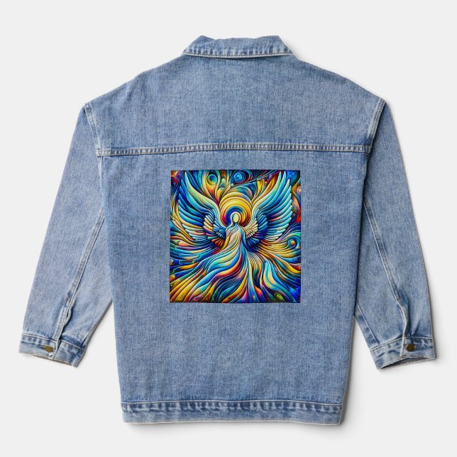 AI Abstract Illusionism Angel Expressionist Effect Denim Jacket (Back)