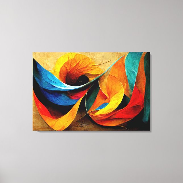 AI ART - Abstract AI Art: Folds of Colours Canvas Print (Front)
