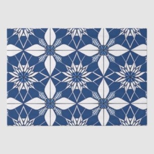 AI Art Blue White Floral Tissue Paper