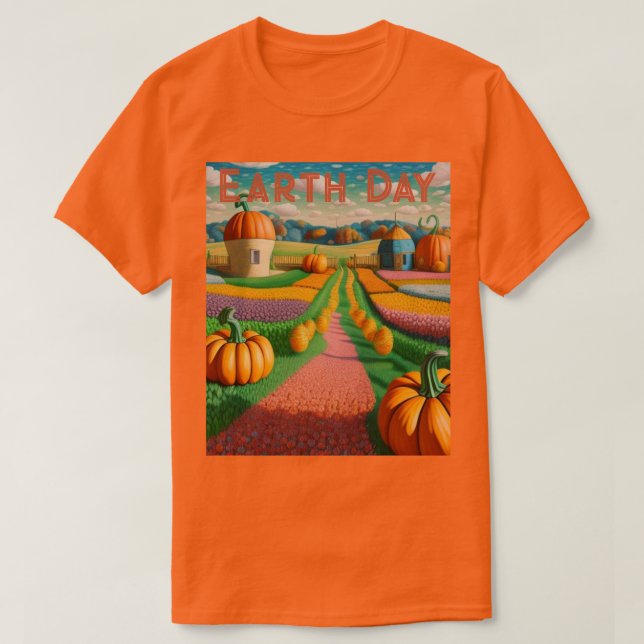 AI Art Earth Day Pumpkin Patch T-Shirt (Design Front)