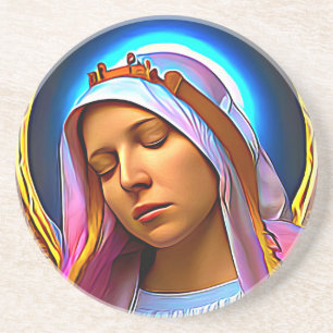 AI Art of The Blessed Virgin Mary Coaster