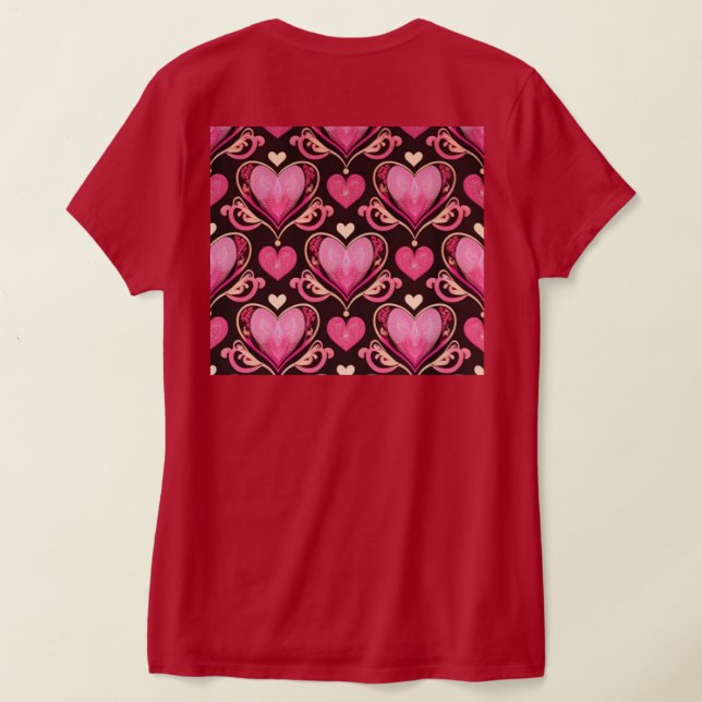 AI Art Pink Hearts Red Women's T-Shirt (Laydown Back)