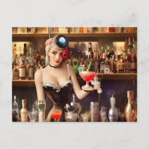 AI Bartender Blonde Postcard