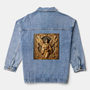 AI Beautiful Woodworked Angel  Denim Jacket