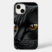 AI Black Cat with Yellow Eyes