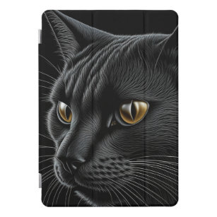 AI Black Cat with Yellow Eyes iPad Pro Cover
