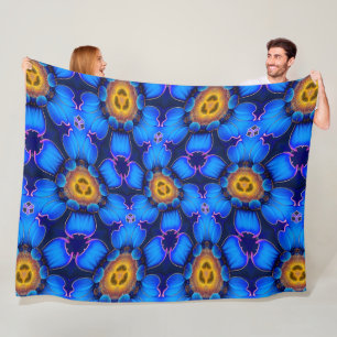 Ai Blue Flower Pattern Fleece Blanket