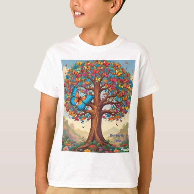 AI Butterfly Tree Kids T-Shirt (Front)