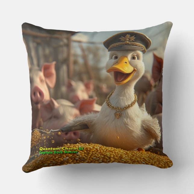 AI Captain Duck Dancer 02 Throw Pillow (Back)