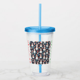 AI Chilling Snowman Pattern Acrylic Tumbler or Cup