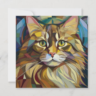 AI Cubism Cat Holiday Card