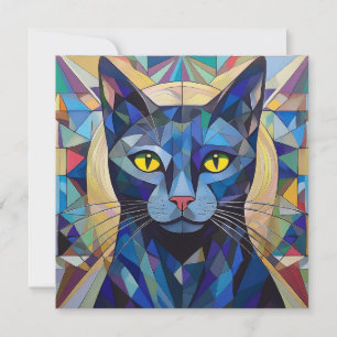 AI Cubism Cat Holiday Card