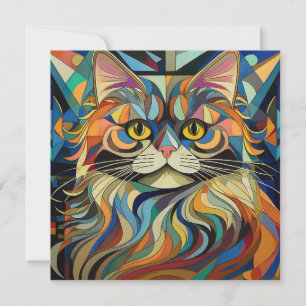 AI Cubism Cat Holiday Card