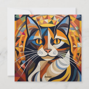 AI Cubism Cat Holiday Card