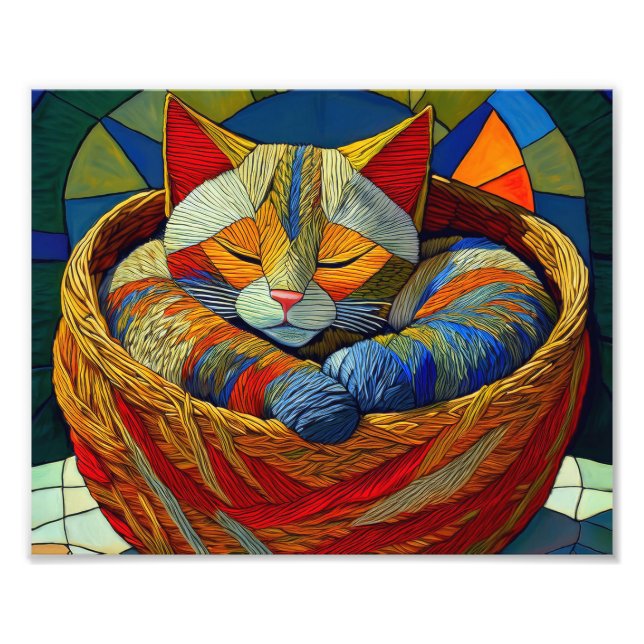AI Cubism Cat Photo Enlargement Print (Front)