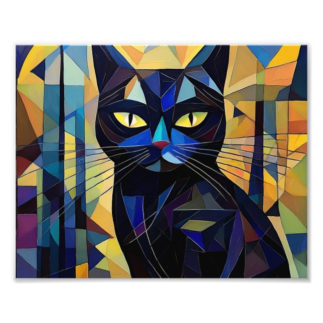 AI Cubism Cat Photo Print (Front)