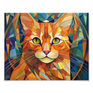 AI Cubism Cat Photo Print