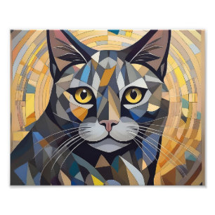 AI Cubism Cat Photo Print
