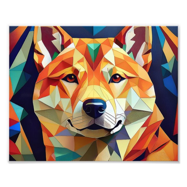 AI Cubism Cat Photo Print (Front)