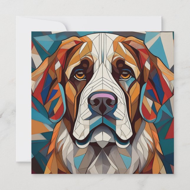 AI Cubism Dog Holiday Card (Front)
