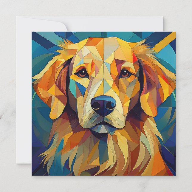 AI Cubism Dog Holiday Card (Front)