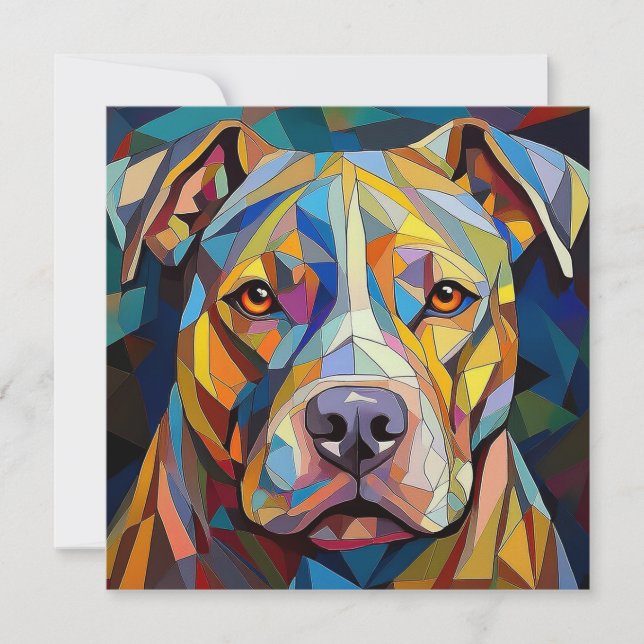 AI Cubism Dog Holiday Card (Front)