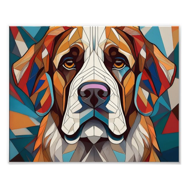 AI Cubism Dog Photo Print (Front)