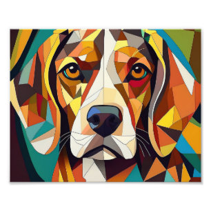 AI Cubism Dog Photo Print
