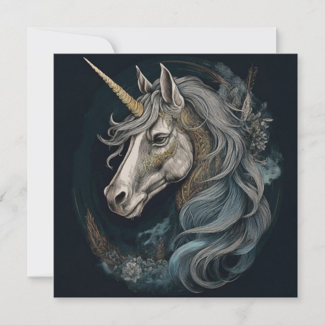 AI Dark Unicorn Holiday Card (Front)