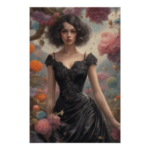 AI-Designed Little Black Dress - Retro Glamour Art Poster